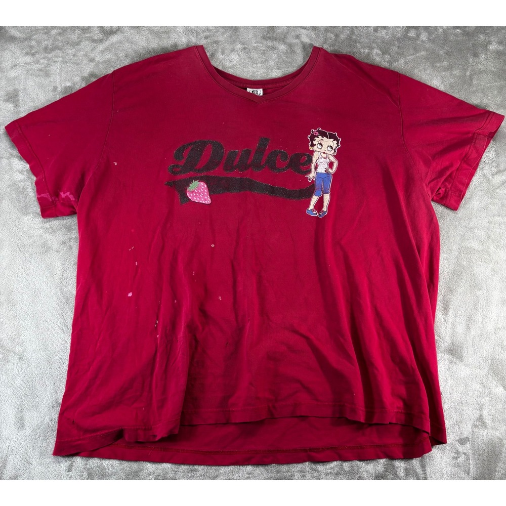 Vintage Freeze Betty Boop T Shirt Womens 3XL Plus Red 2002 Dulce Strawberry Y2K
